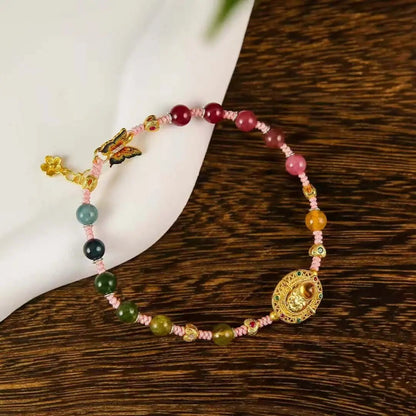 Enamel Butterfly Tourmaline Bracelet | Handcrafted Cloisonné Jewelry