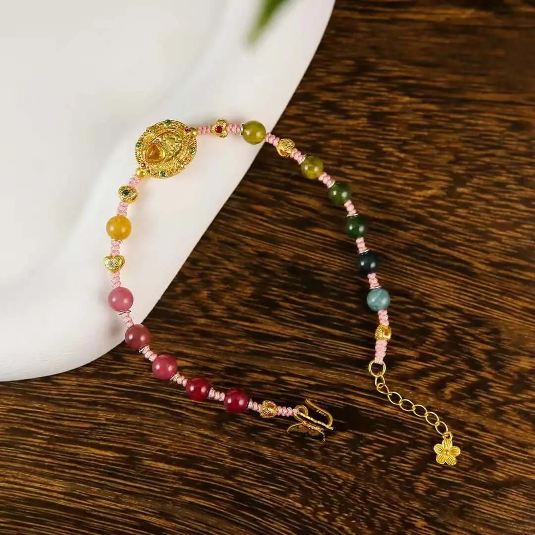 Enamel Butterfly Tourmaline Bracelet | Handcrafted Cloisonné Jewelry