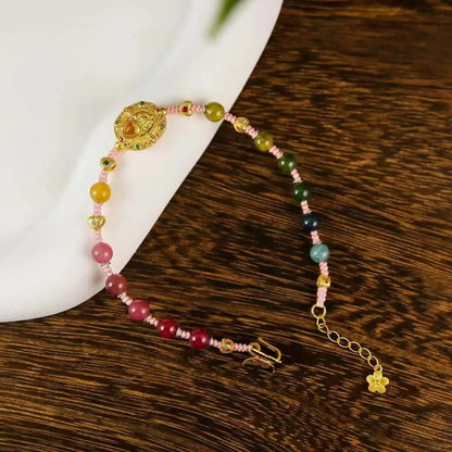 Enamel Butterfly Tourmaline Bracelet | Handcrafted Cloisonné Jewelry