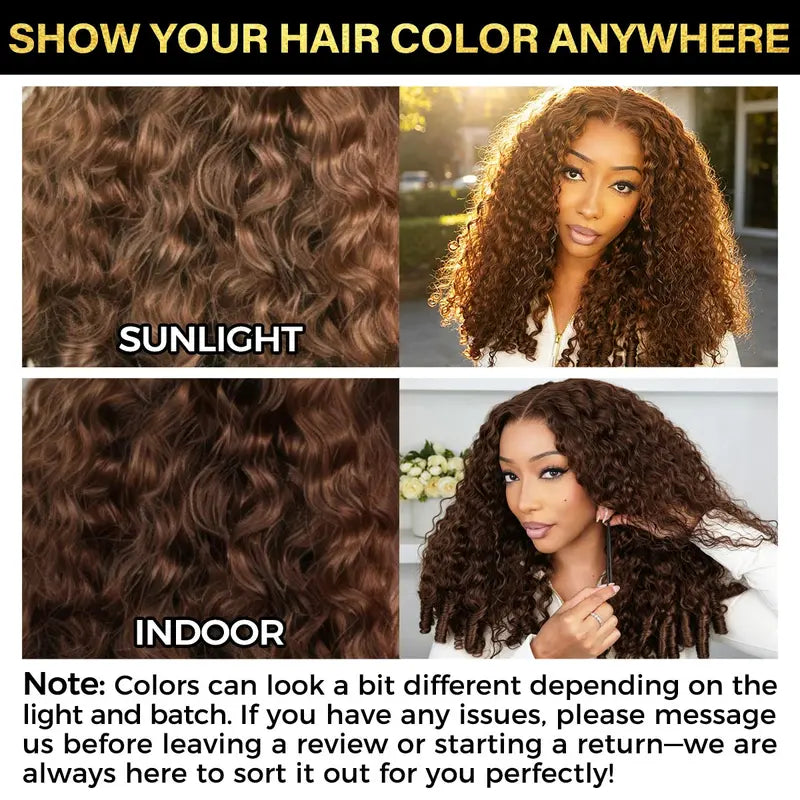13x6 Lace Frontal Glueless Wigs #4 Brown Color 220% Density Water Wave Virgin Human Hair Wigs Pre Plucked Natural Hairline