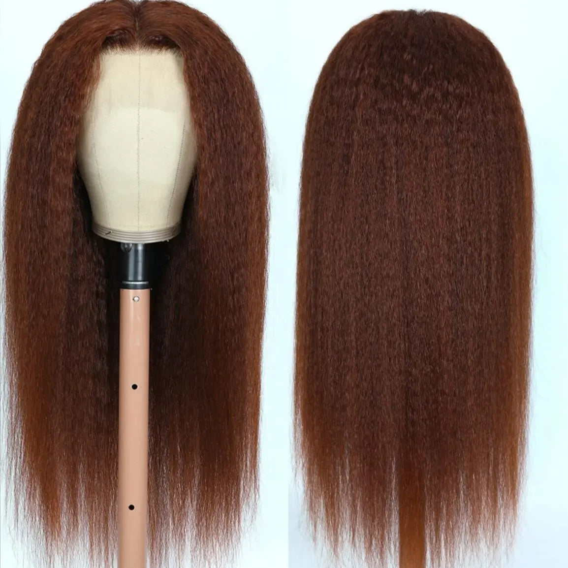 13X6 Synthetic Lace Front Wig Kinky Straight Lace Front Wig Pre Plucked 180% Density Yaki Straight Lace Front Wigs For Black Women Heat Resistant Hair