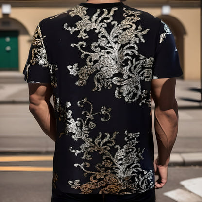 Court style jacquard slim T-shirt