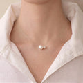 5-7.5mm Freswater Pearl Floating Solitaire Necklace with Invisible Chain