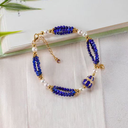 Forbidden City Hulu Bracelet – Lapis Lazuli & Pearl | BodhiBloom