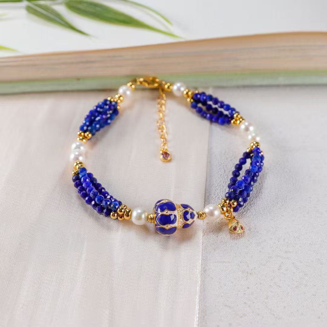 Forbidden City Hulu Bracelet – Lapis Lazuli & Pearl | BodhiBloom