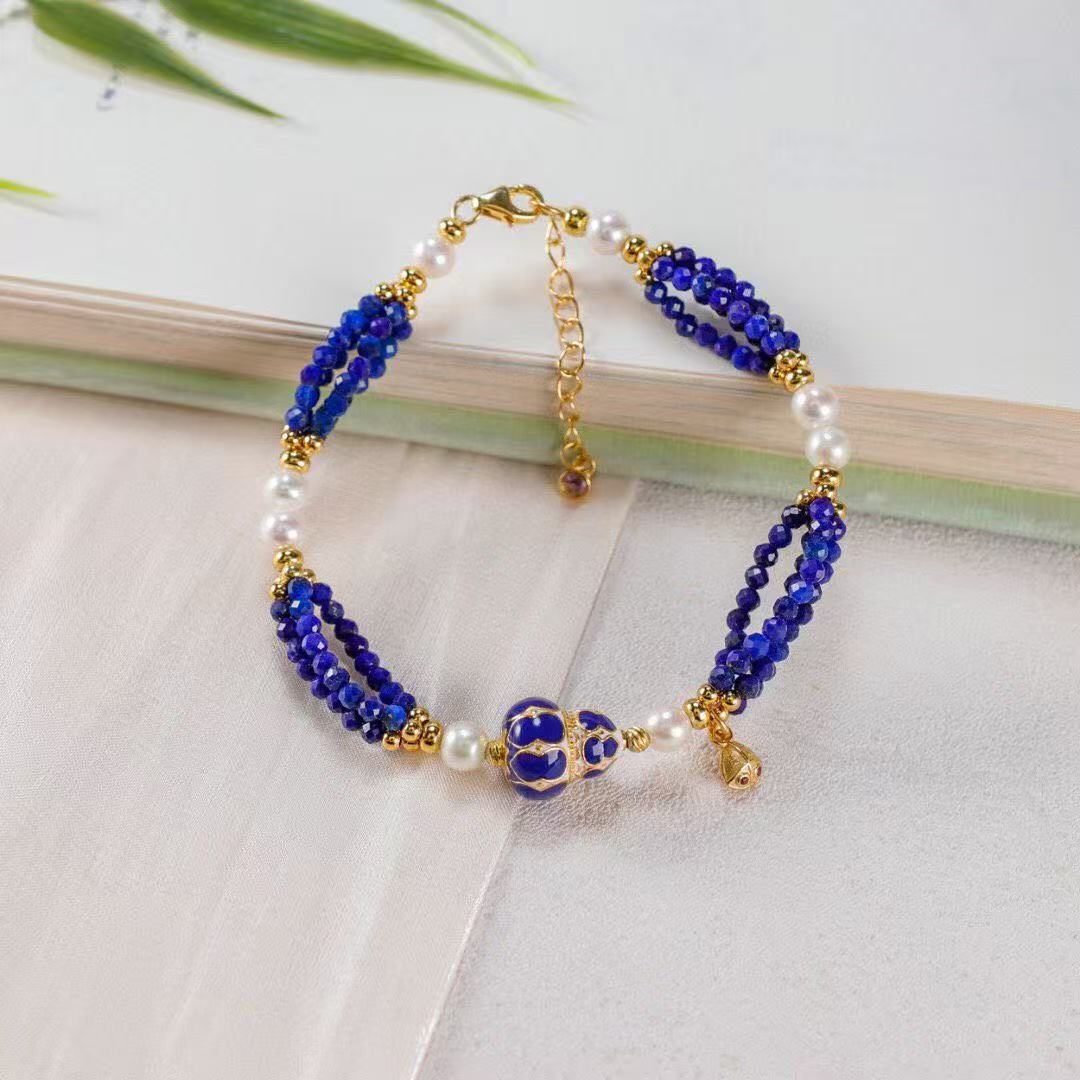 Forbidden City Hulu Bracelet – Lapis Lazuli & Pearl | BodhiBloom