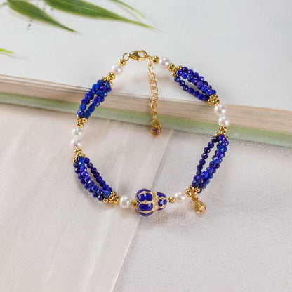 Forbidden City Hulu Bracelet – Lapis Lazuli & Pearl | BodhiBloom
