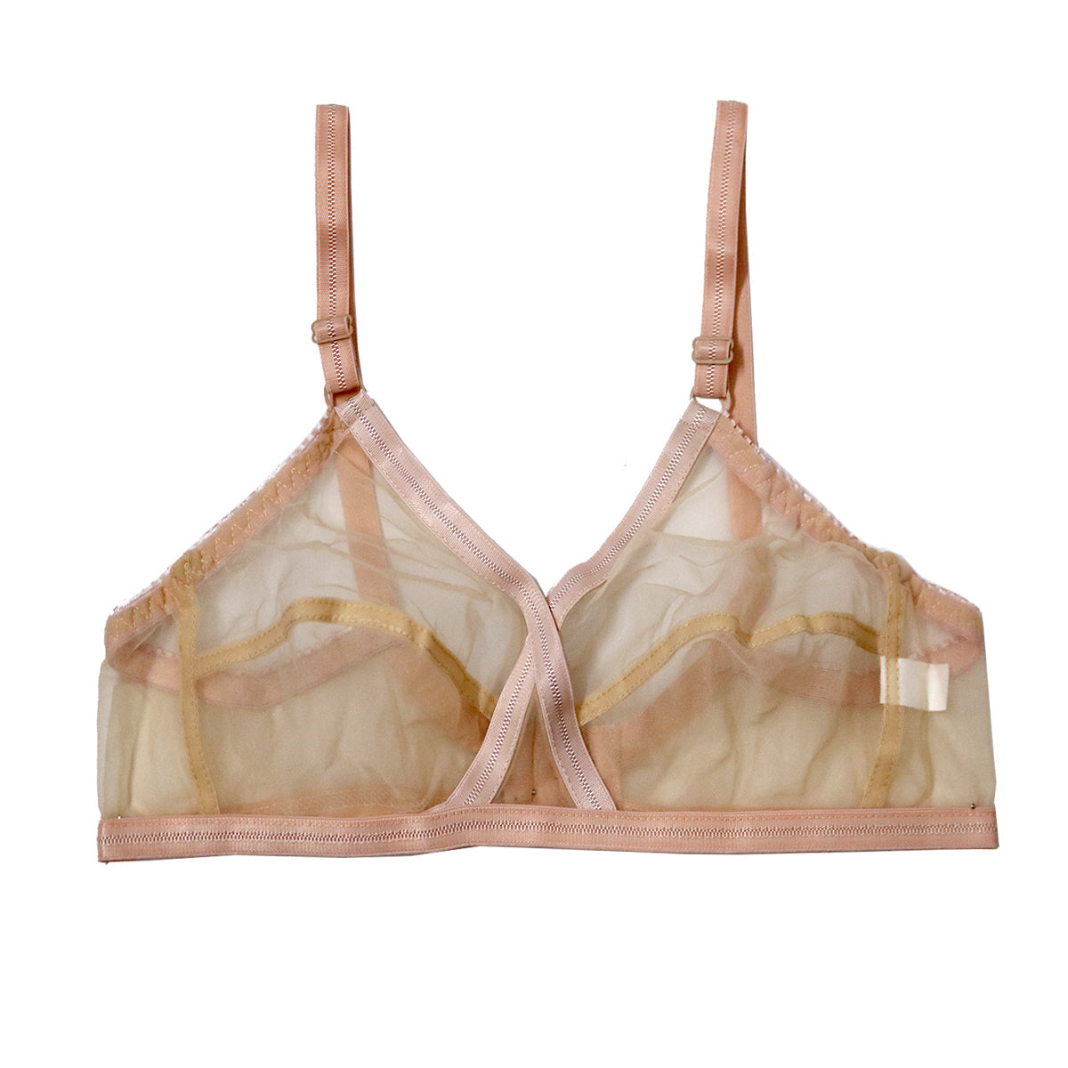 Non-Padded & Non-Wired Cotton Full Cover Full Net Transparent Bra