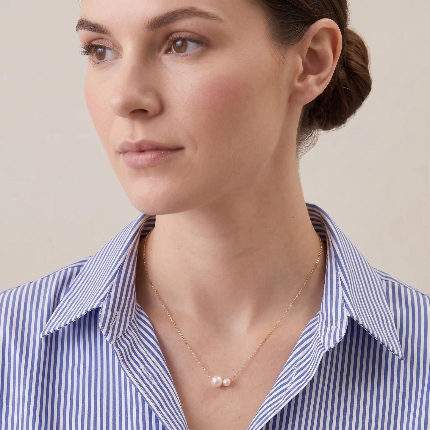 18K Solid Gold 5-7.5mm Japanese Akoya Pearl Necklace