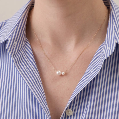 18K Solid Gold 5-7.5mm Japanese Akoya Pearl Necklace