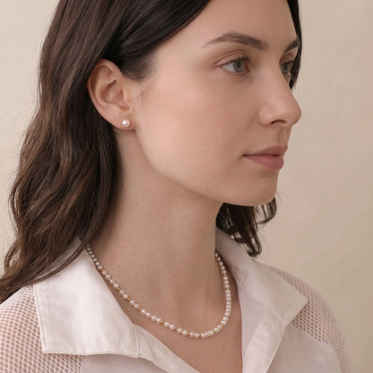 5-5.5mm Pearl Choker with 18K Solid Gold Beads Luxury Gift for Her