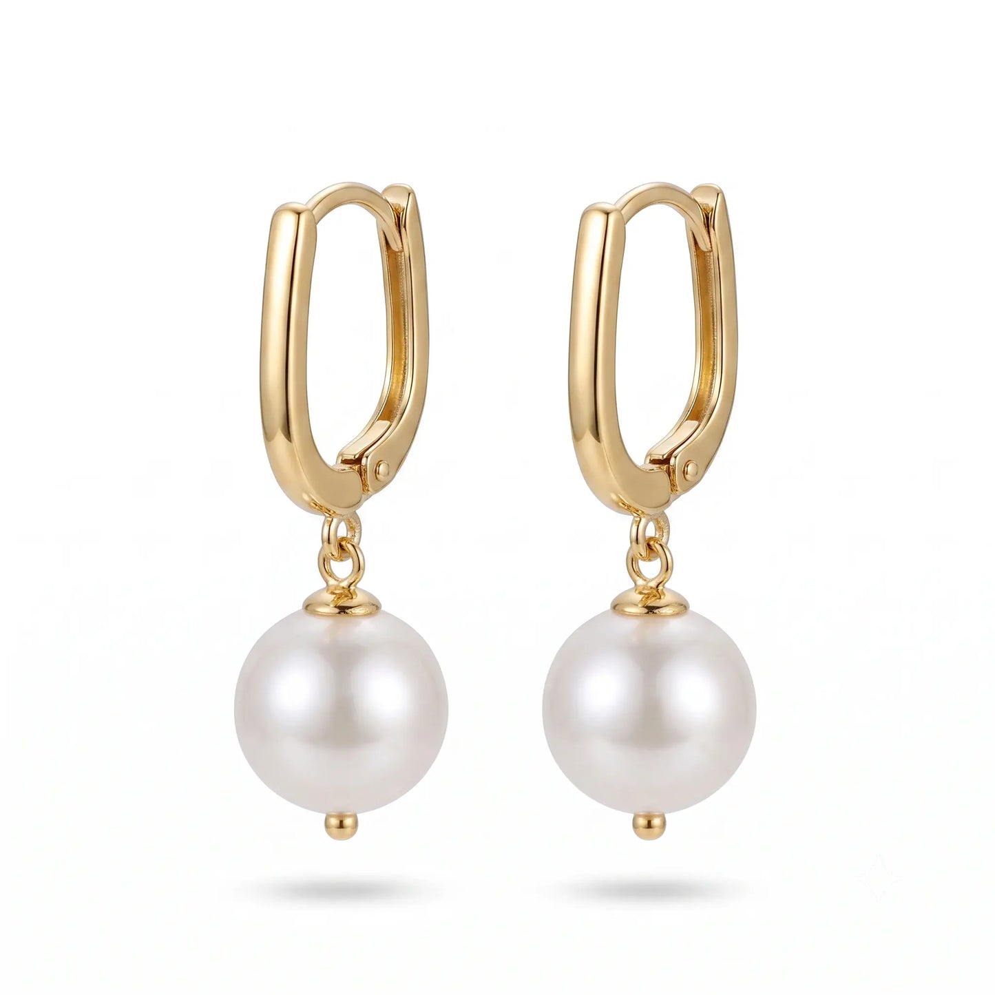 7-7.5mm Geometric Pearl Hoop Earrings, Elegant Everyday U-Shaped Pearl Dangle Drop Earrings