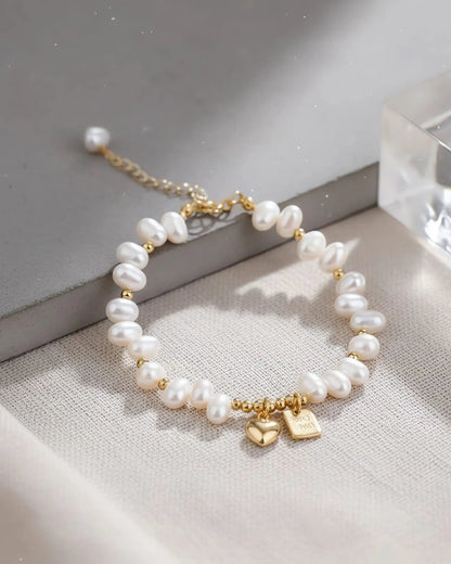 Organic Baroque Pearl Bracelet, 4-5mm Dainty Natural Pearl Layering Bracelet