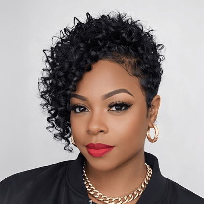 13X4 Lace Side Part Curly Pixie Short Hair Wig