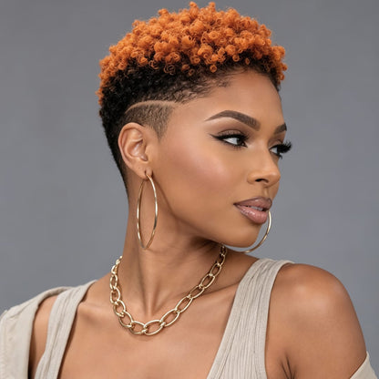 Partial Lace Topper Afro Curl  (NOT A WIG) For Black Women