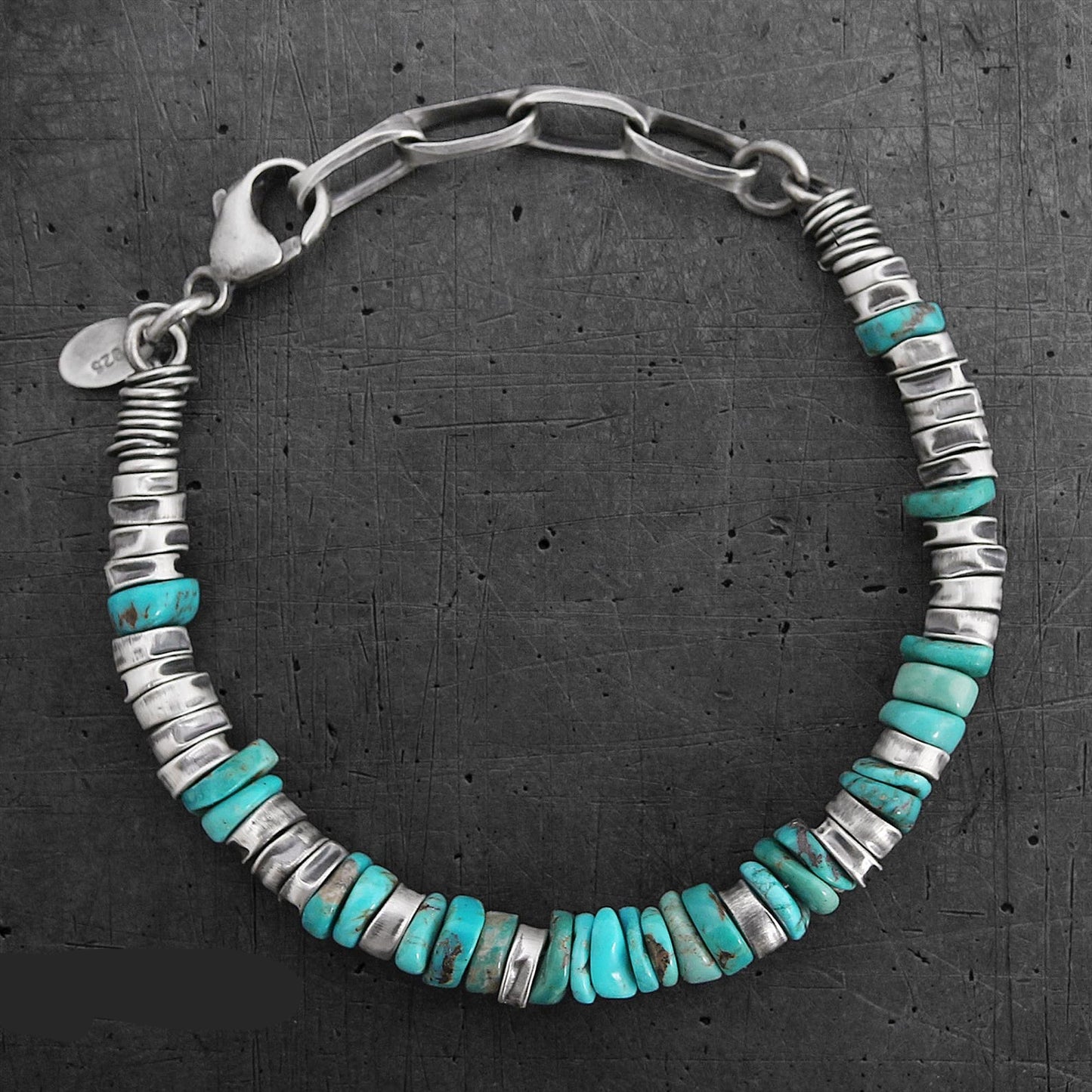 925 silver handmade mens  Turquoise sterling silver bracelet