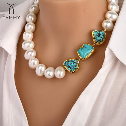 Handmade Pearl Turquoise Necklace