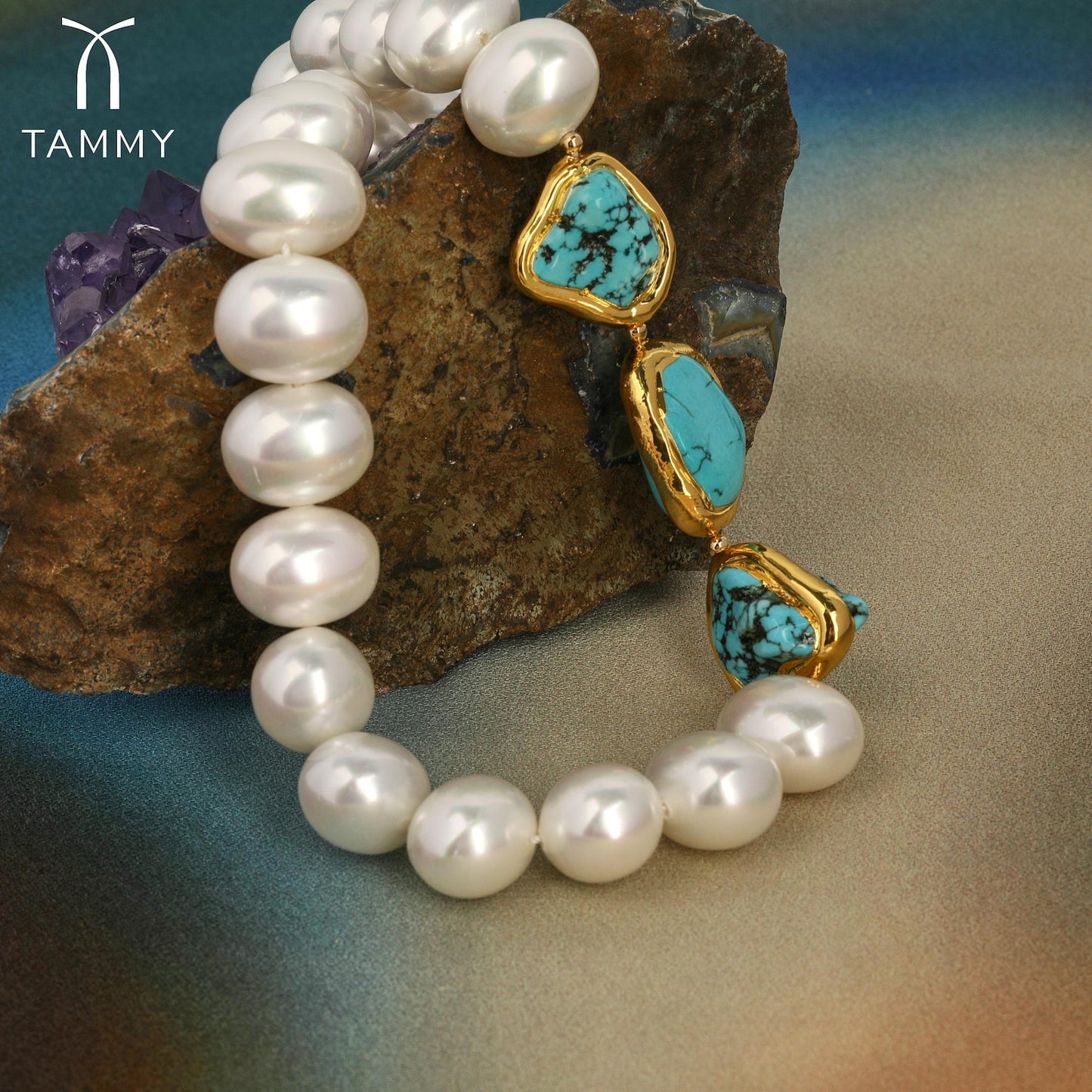 Handmade Pearl Turquoise Necklace