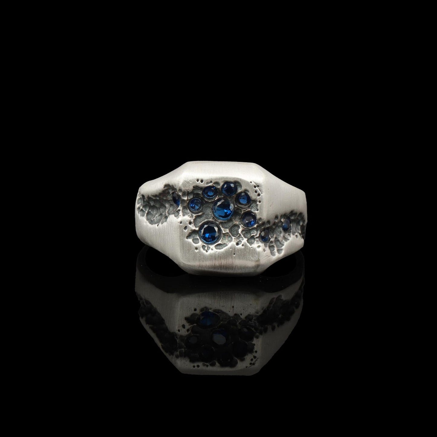 Blue Sapphire Sterling Silver Signet Ring