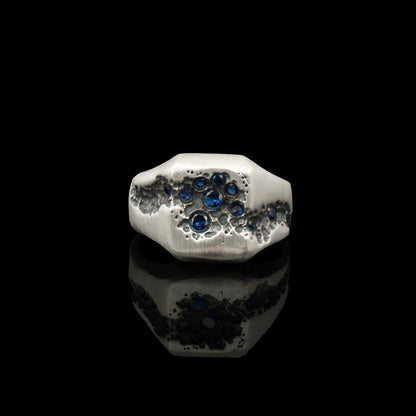 Blue Sapphire Sterling Silver Signet Ring