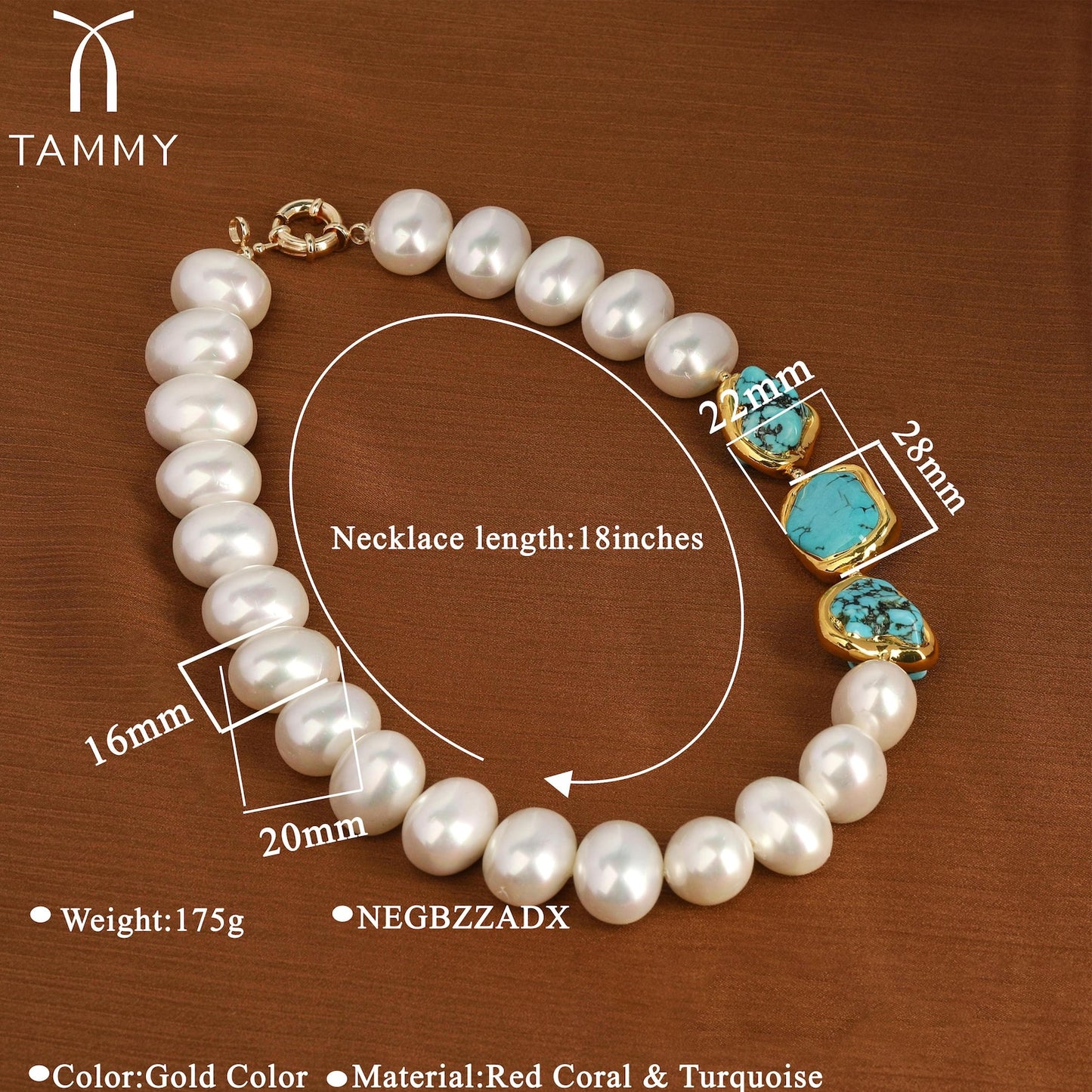 Handmade Pearl Turquoise Necklace