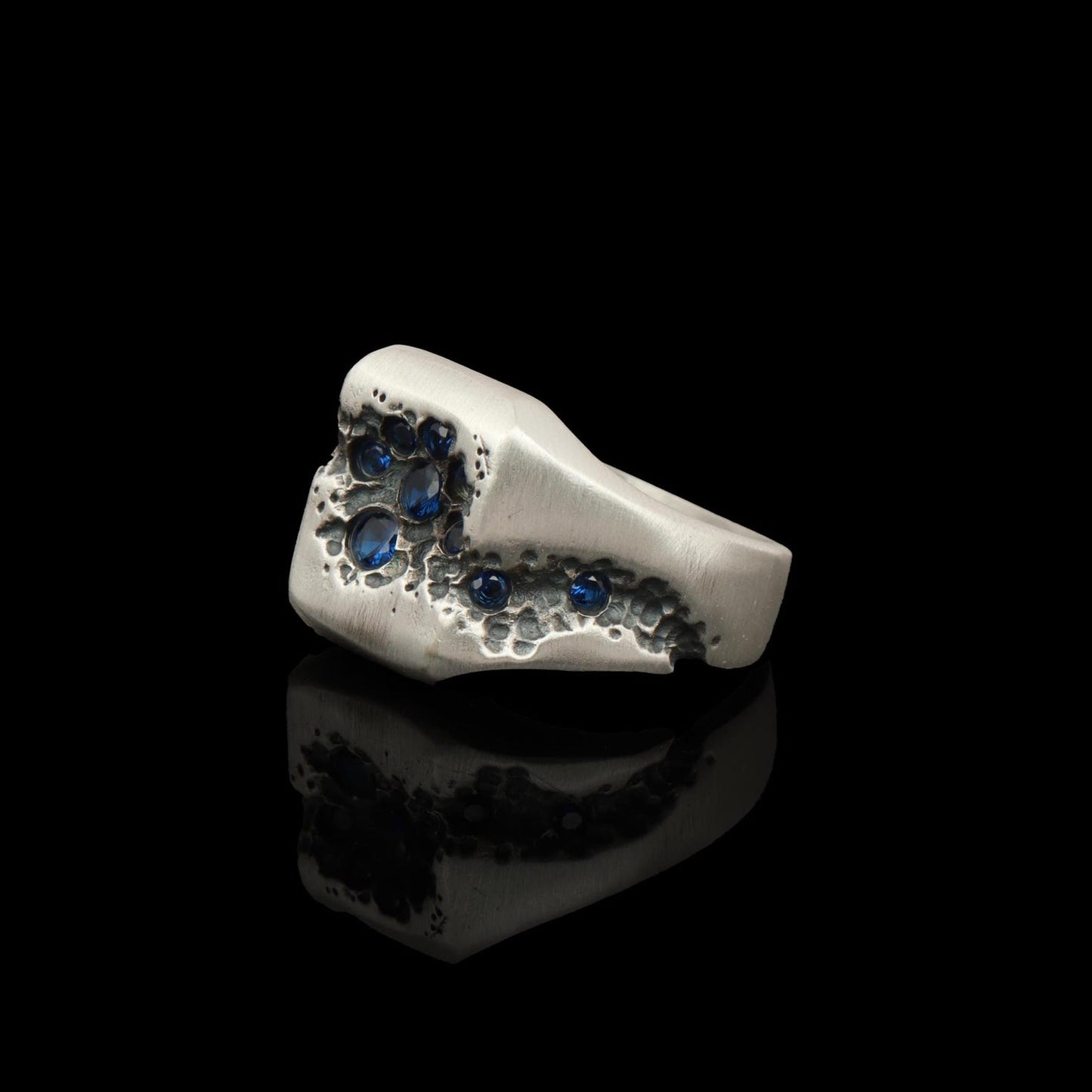 Blue Sapphire Sterling Silver Signet Ring