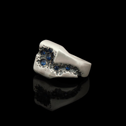 Blue Sapphire Sterling Silver Signet Ring