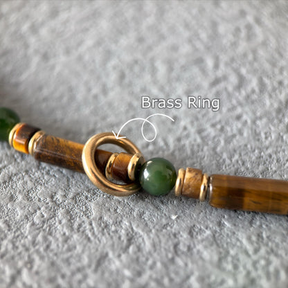 Jade Tiger Eye Geniune Gemstone Abundance Beaded Necklace