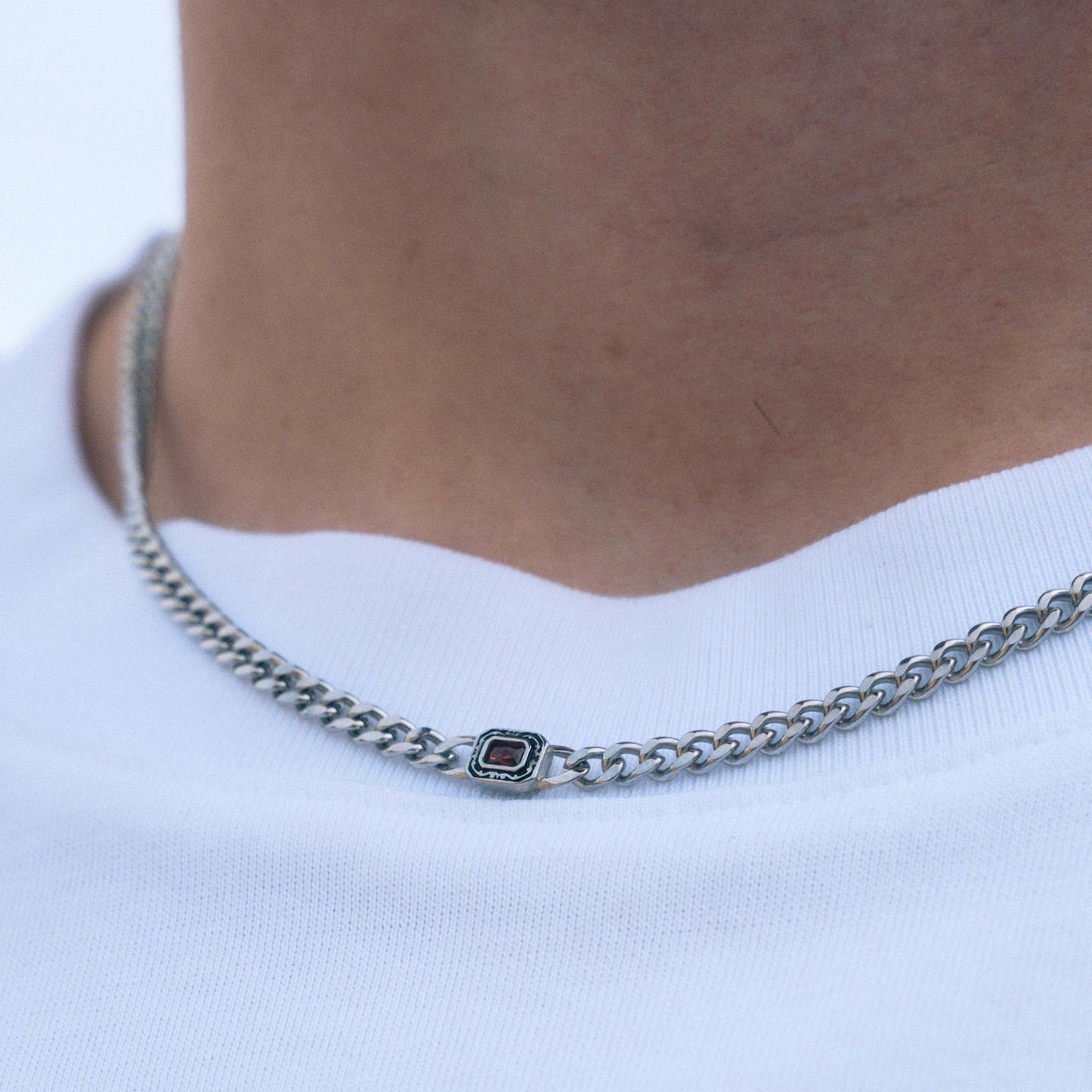 Green Emerald Styled Gold Chain Necklace