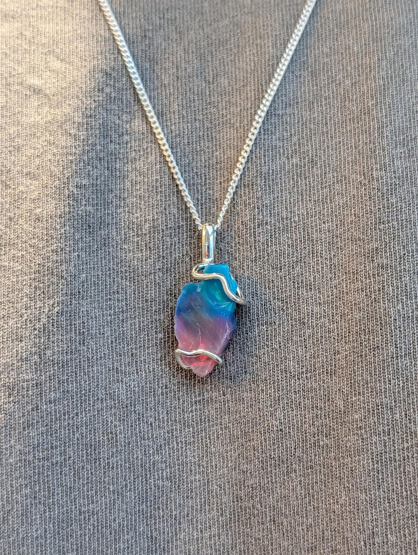 Genuine Opal Pendant Necklace