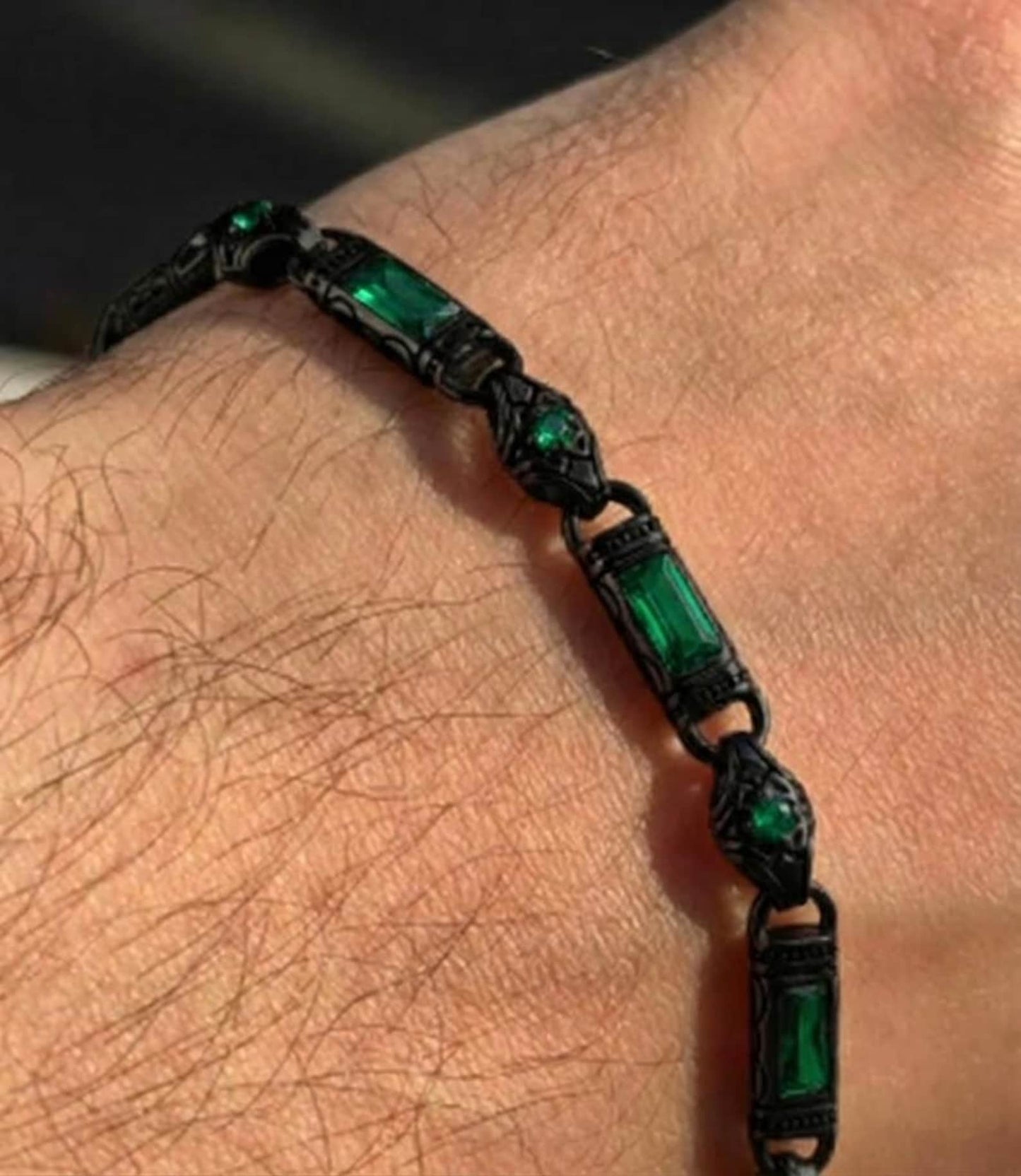Turkish Handmade Green Gemstone Ottoman Wristband