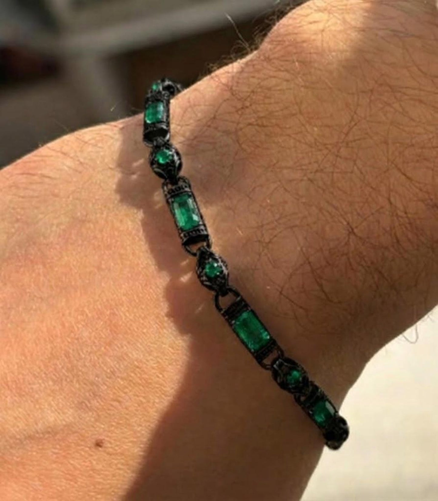 Turkish Handmade Green Gemstone Ottoman Wristband