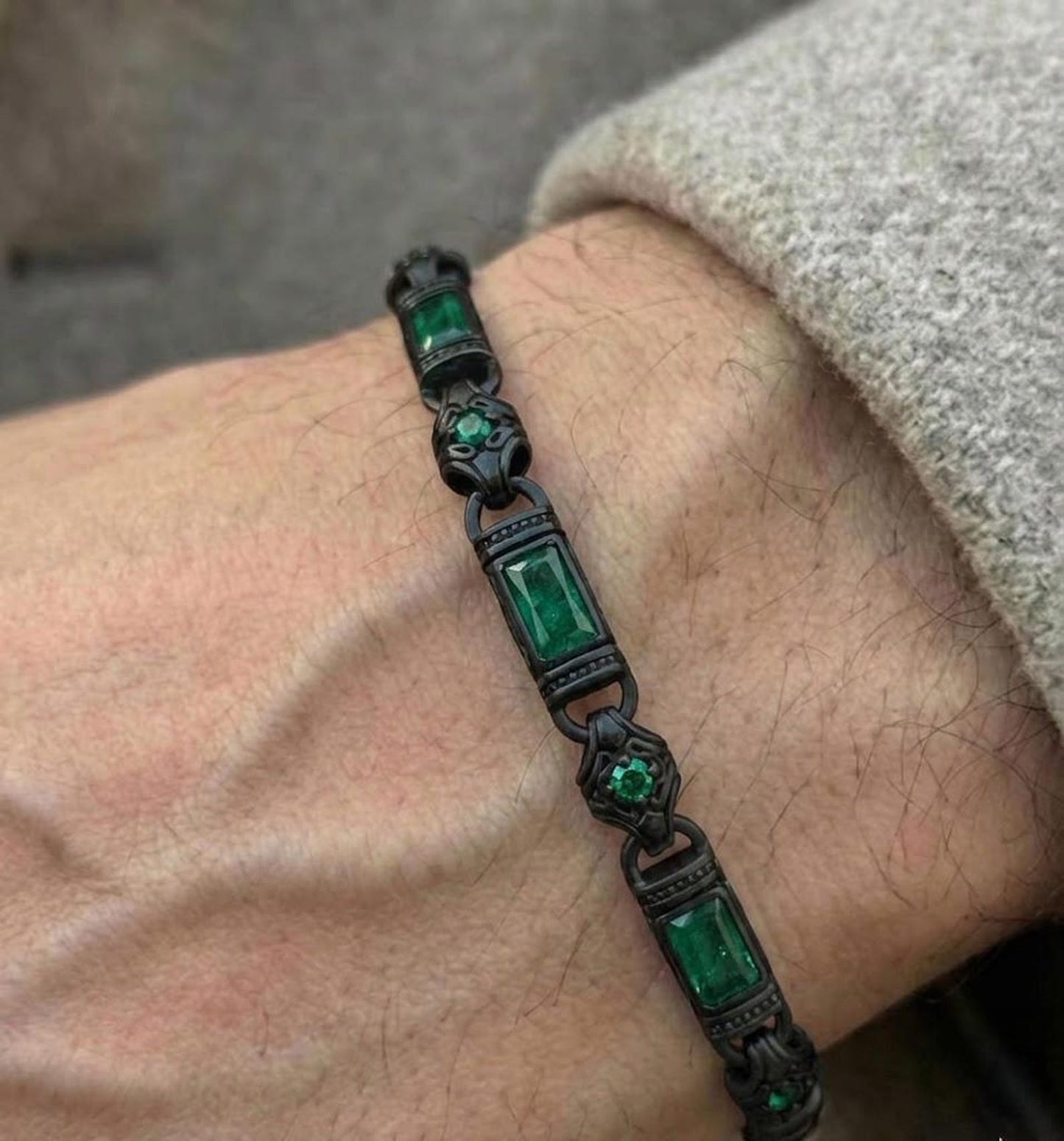 Turkish Handmade Green Gemstone Ottoman Wristband