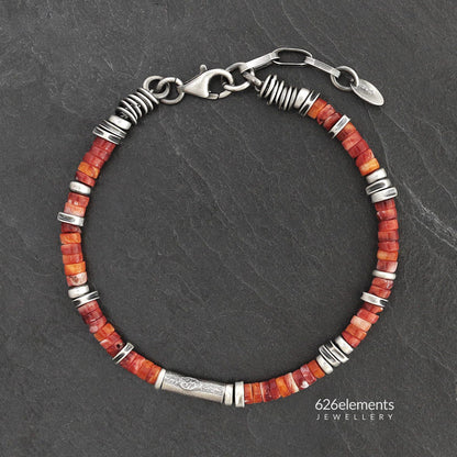 Spiny Oyster & 925 Silver Men's Bracelet