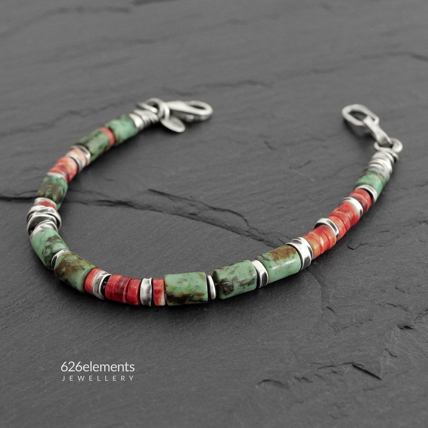 African Turquoise & Spiny Oyster Bracelet