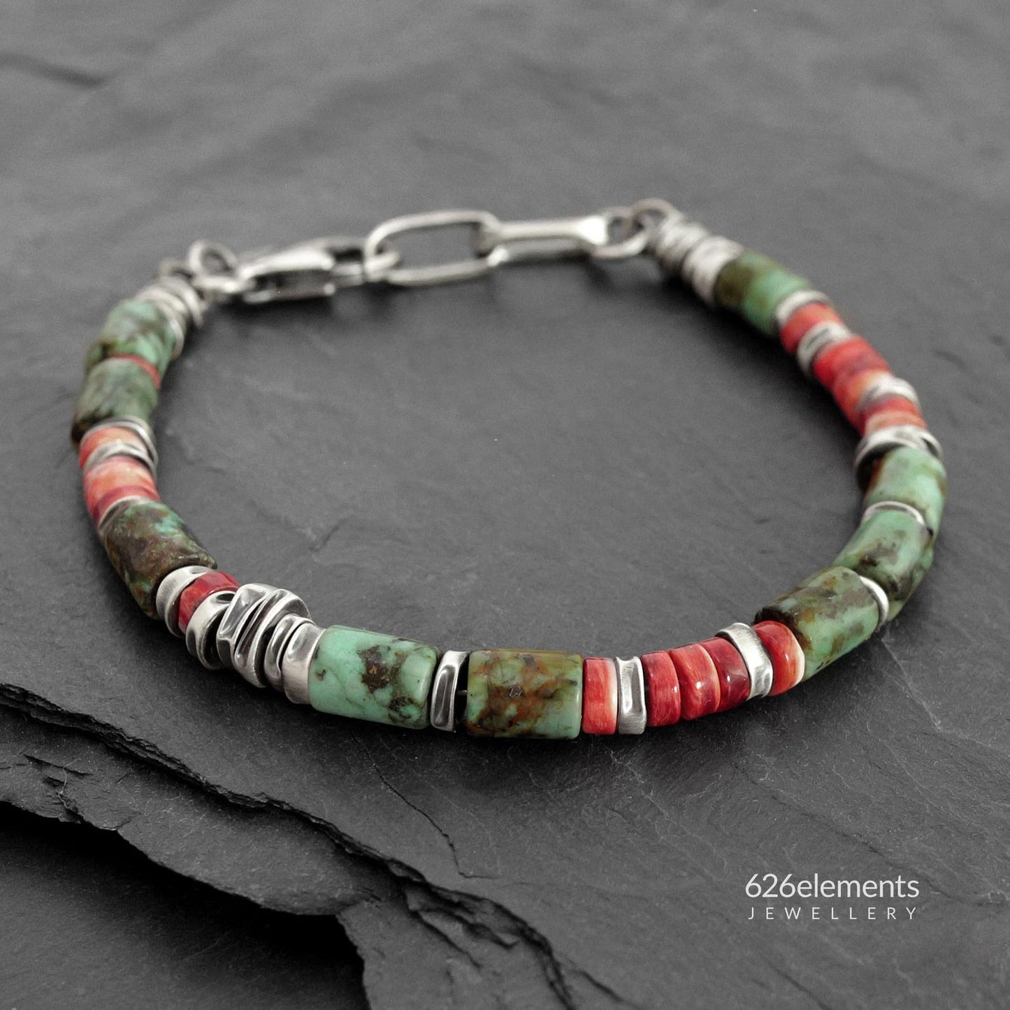 African Turquoise & Spiny Oyster Bracelet