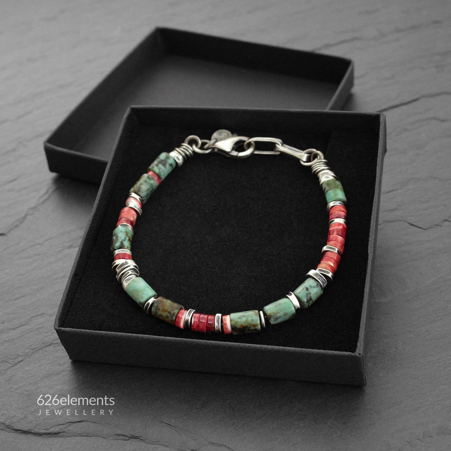 African Turquoise & Spiny Oyster Bracelet