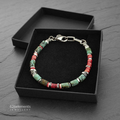 African Turquoise & Spiny Oyster Bracelet