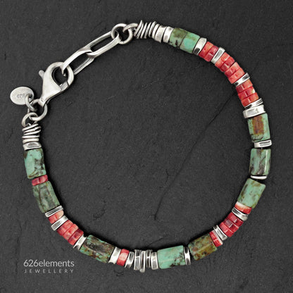 African Turquoise & Spiny Oyster Bracelet