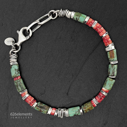 African Turquoise & Spiny Oyster Bracelet