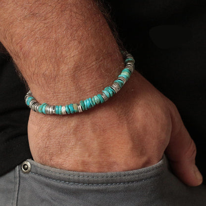 925 silver handmade mens  Turquoise sterling silver bracelet