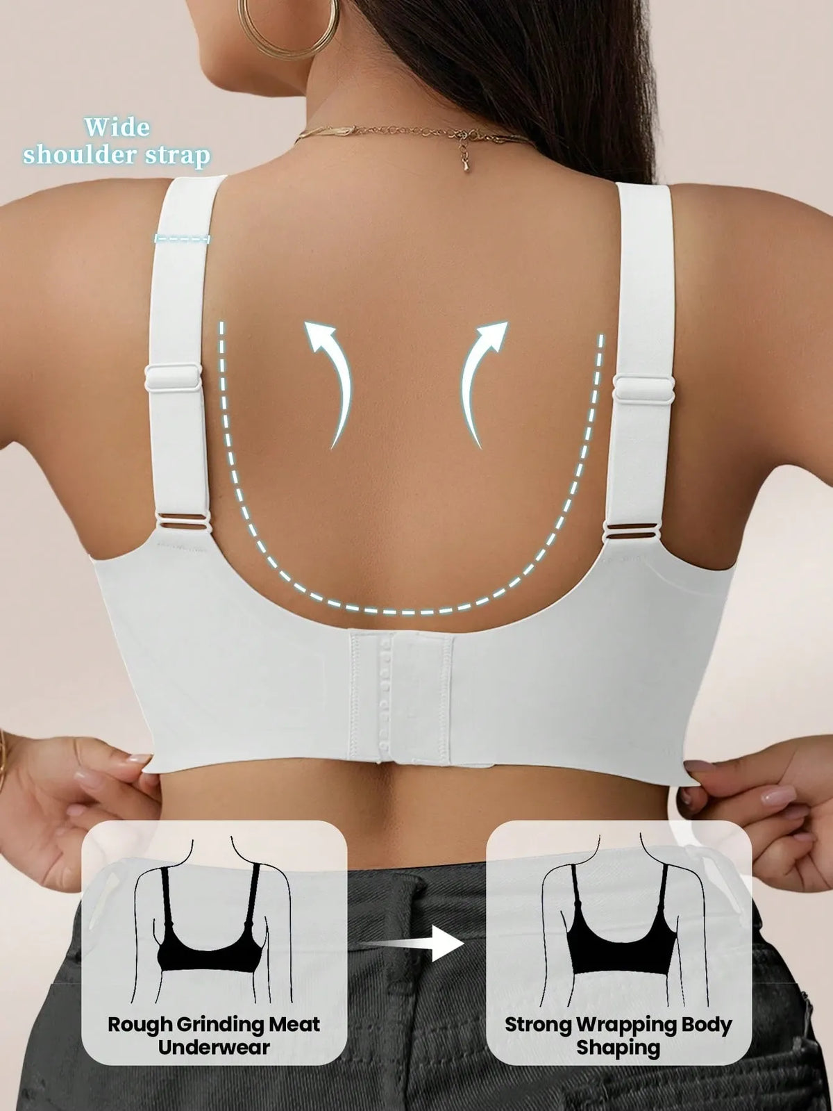 Women Seamless Jelly Stripe Soft Support Wireless Bra Lift Padded Bra