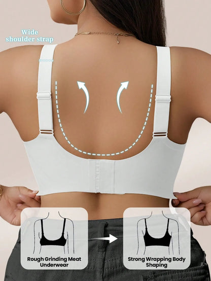 Women Seamless Jelly Stripe Soft Support Wireless Bra Lift Padded Bra