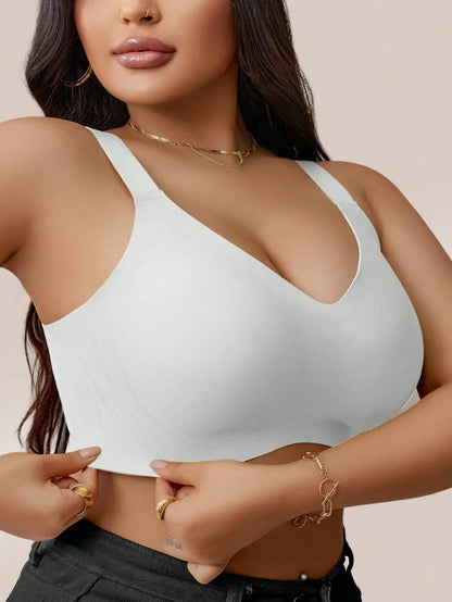 Women Seamless Jelly Stripe Soft Support Wireless Bra Lift Padded Bra