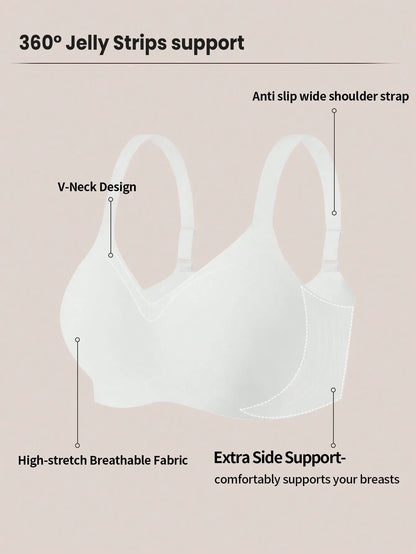 Women Seamless Jelly Stripe Soft Support Wireless Bra Lift Padded Bra