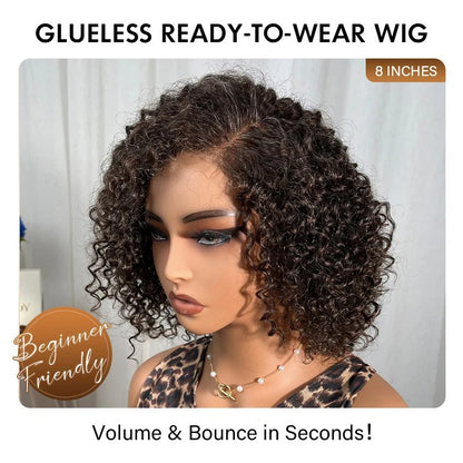 Lynn | Wear & Go Jerry Curly Wig - Dark Brown with Gray Blend 5x5 HD Lace Glueless Human Hair