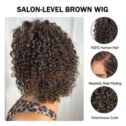 Lynn | Wear & Go Jerry Curly Wig - Dark Brown with Gray Blend 5x5 HD Lace Glueless Human Hair
