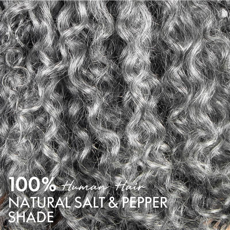 Laura | Boho Braided Curly Human Hair Salt And Pepper Wig Glueless 5x5 Lace Closure Wig with Braided Top