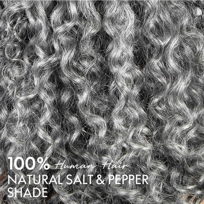 Laura | Boho Braided Curly Human Hair Salt And Pepper Wig Glueless 5x5 Lace Closure Wig with Braided Top