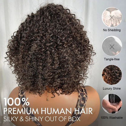 Lynn | Wear & Go Jerry Curly Wig - Dark Brown with Gray Blend 5x5 HD Lace Glueless Human Hair